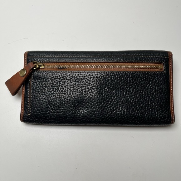 Prix De Dressage Black Brown Leather Tri-Fold Wallet Snap Closure Zip Pocket - Picture 2 of 13